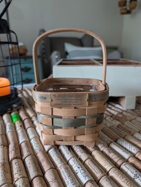 Longaberger 1986 Green Candy Cane Basket With Protector